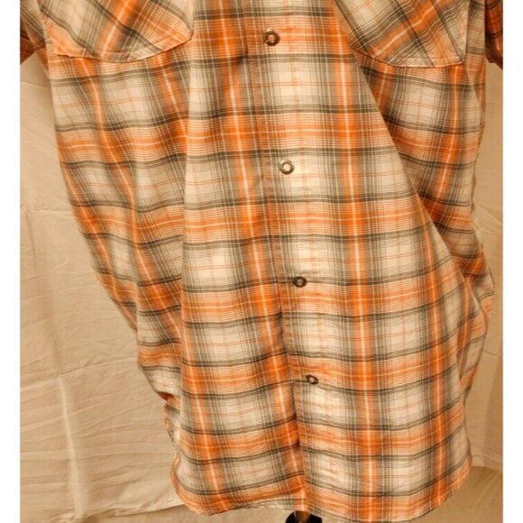Magellan Fish Gear Mag Wick Mens Large Plaid Orange Metal Snap Vented Hike Shirt - Picture 3 of 12